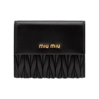 MIU MIU Matelassé Leather Wallet Small Size Women's Black