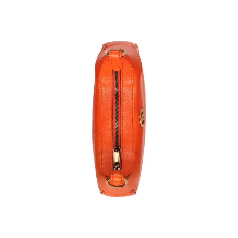 GUCCI Aphrodite Leather New Moon Shoulder Bag, Handbag, Shoulder Bag Small Size Women's Orange-6
