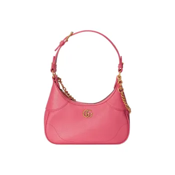 GUCCI Aphrodite Leather New Moon Shoulder Bag Handbag Shoulder Bag Small Size Women's Pink