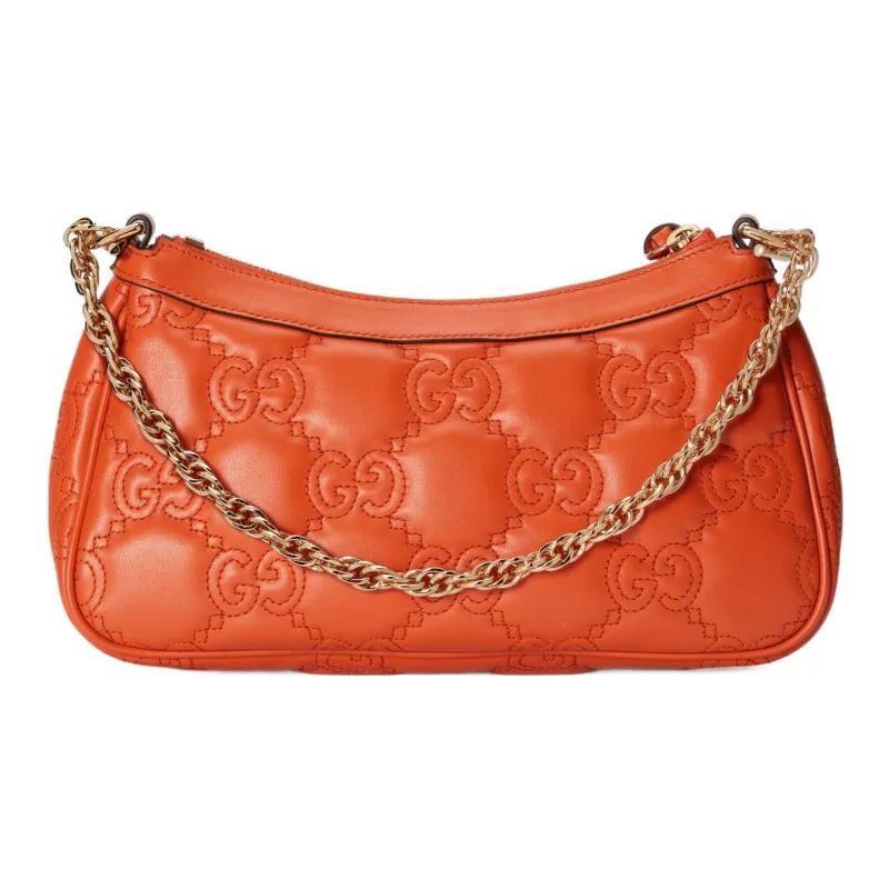 GUCCI GG Matelassé Leather Pochette, Shoulder Bag Shoulder Bag, Handbag Women's Orange-3