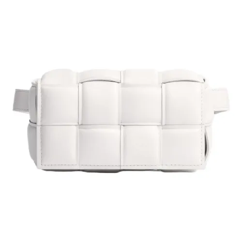 Bottega Veneta Padded Cassette Belt Bag Intreccio White