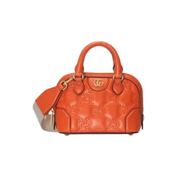 GUCCI GG Matelassé Leather Controller Boston Bag Shoulder Bags Handbags Small Size Women's Orange