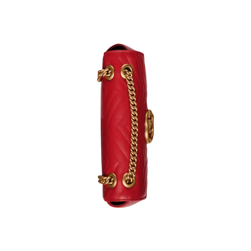 GUCCI GG Marmont Leather Crossbody Bag, Shoulder Bag Small Size Women's Red-5