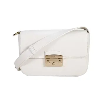 Furla Metropolis Collection Cow Leather Small Square Bag Pig Nose Shoulder Bag Crossbody Bag Regular Women's White