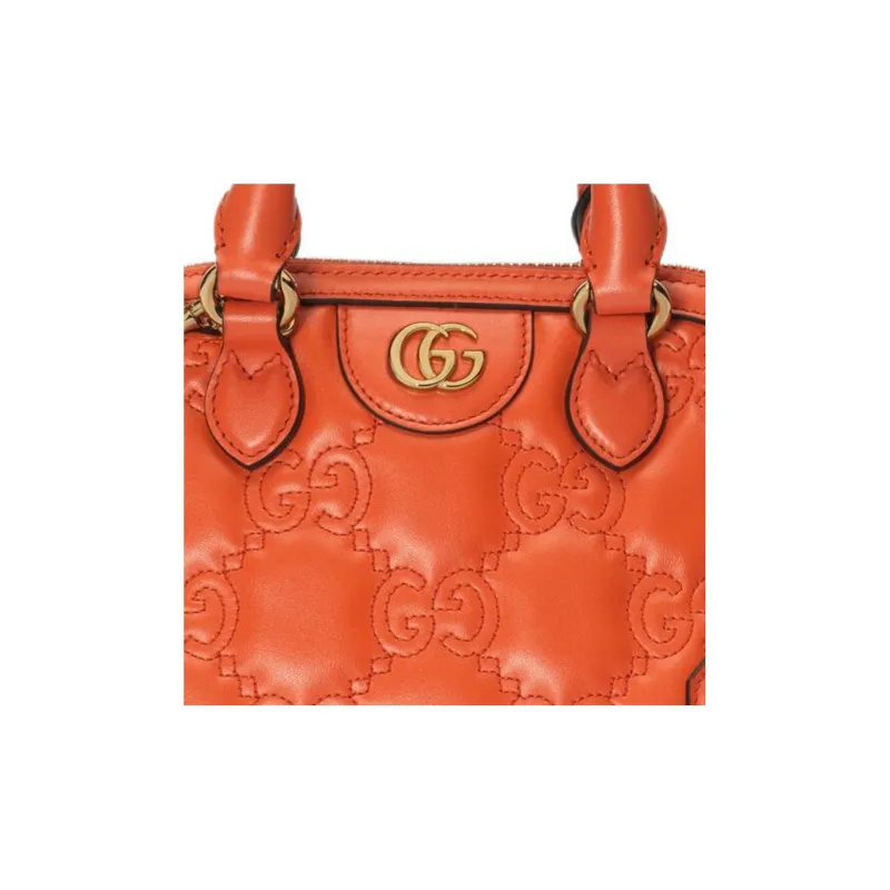 GUCCI GG Matelassé Leather Controller Boston Bag Shoulder Bags Handbags Small Size Women's Orange-8