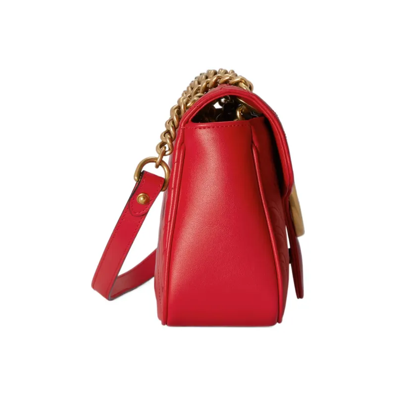 GUCCI GG Marmont Leather Crossbody Bag, Shoulder Bag Small Size Women's Red-4