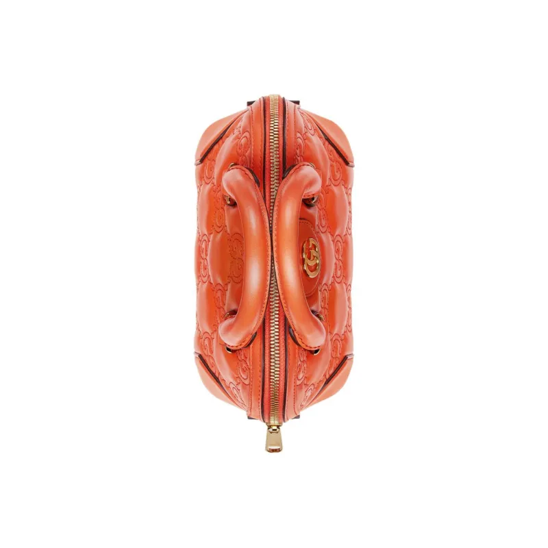 GUCCI GG Matelassé Leather Controller Boston Bag Shoulder Bags Handbags Small Size Women's Orange-5