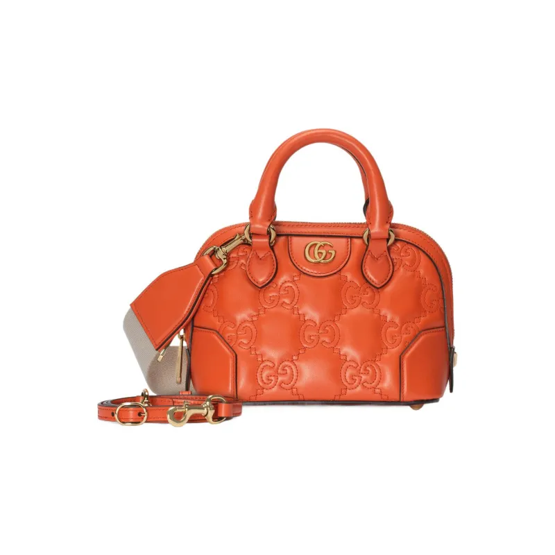 GUCCI GG Matelassé Leather Controller Boston Bag Shoulder Bags Handbags Small Size Women's Orange-1