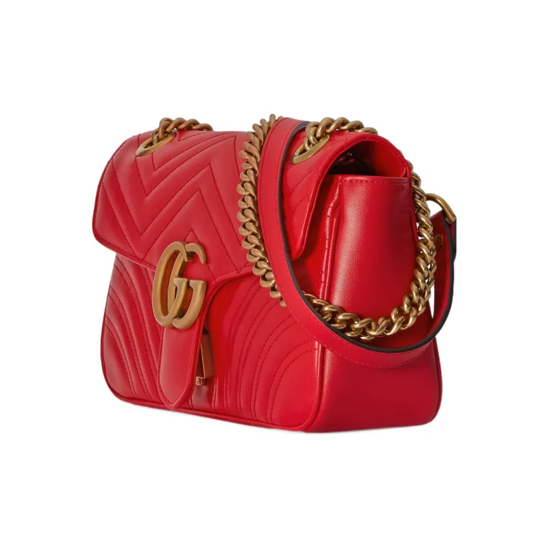 GUCCI GG Marmont Leather Crossbody Bag, Shoulder Bag Small Size Women's Red-1