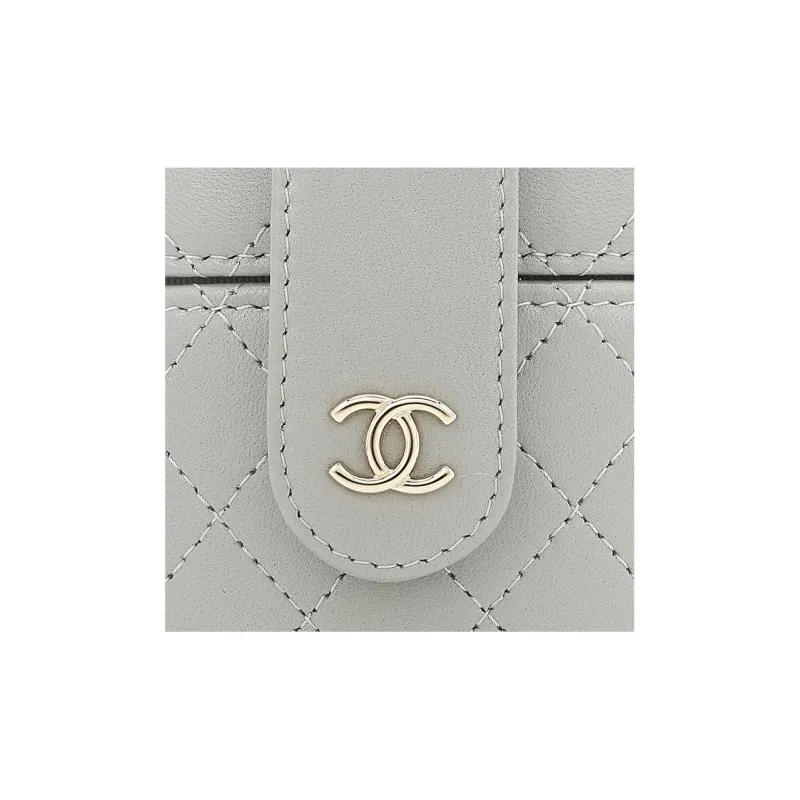 CHANEL Grain Embossed Calfskin Cylinder Bag, Makeup Bag, Handbag, Shoulder Bag, Crossbody Bag Women's Gray-3