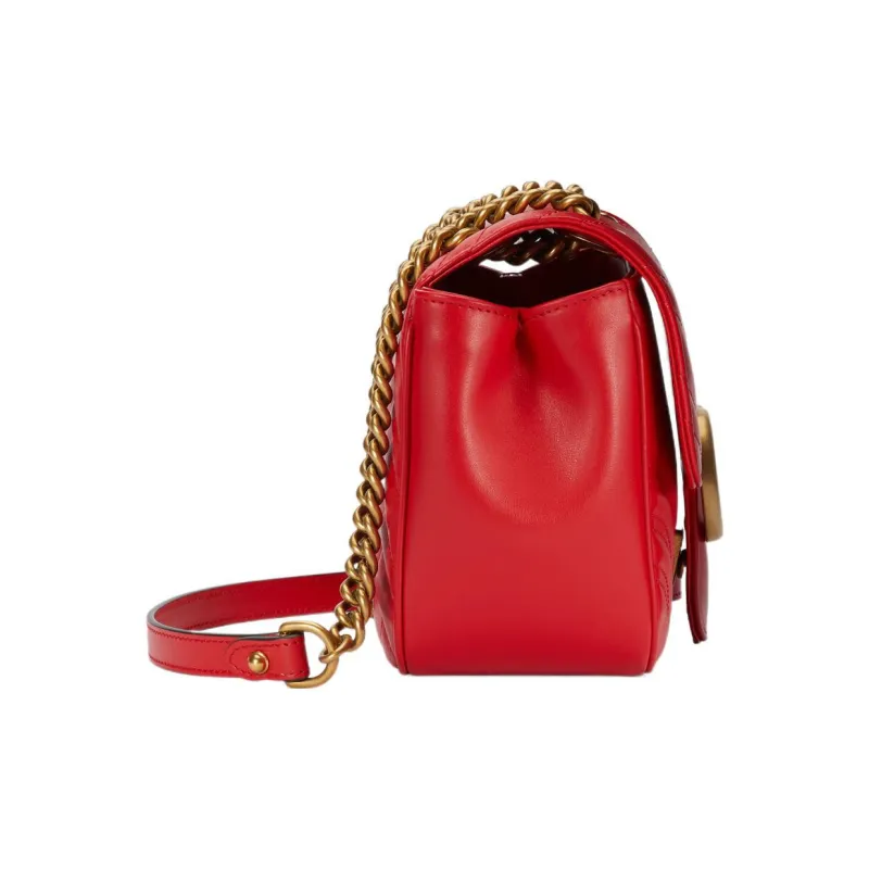 GUCCI Marmont Leather Crossbody Bag Shoulder Bag Mini Women's Red-3