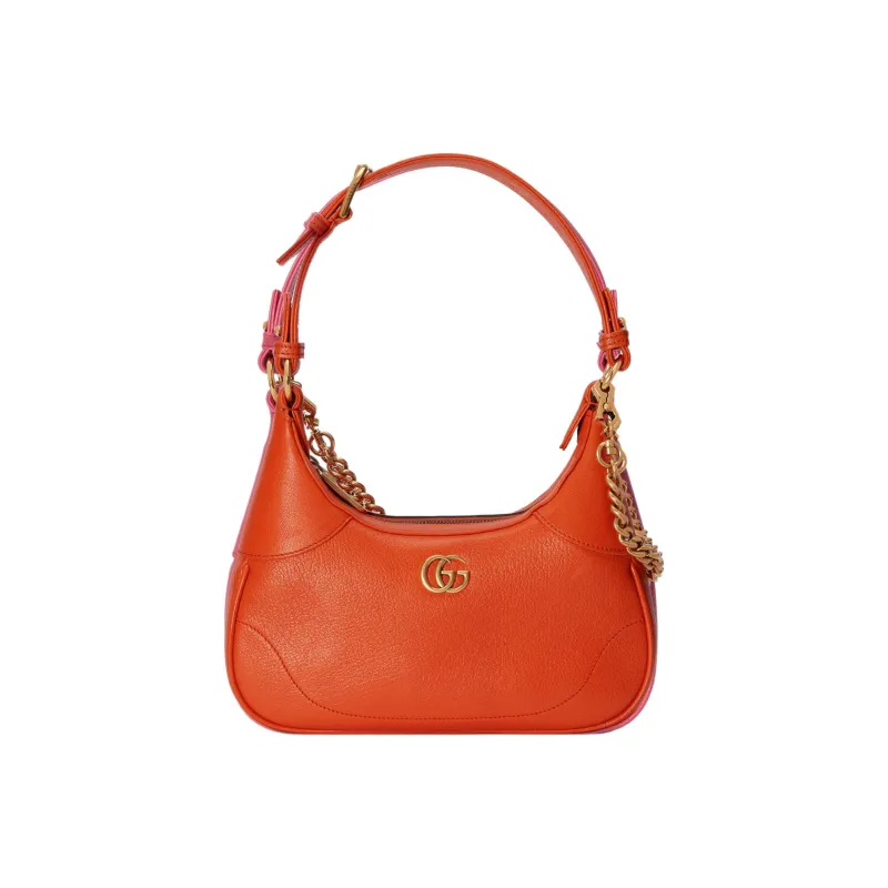GUCCI Aphrodite Leather New Moon Shoulder Bag, Handbag, Shoulder Bag Small Size Women's Orange-0