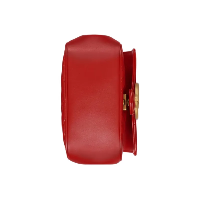 GUCCI Marmont Leather Crossbody Bag Shoulder Bag Mini Women's Red-6