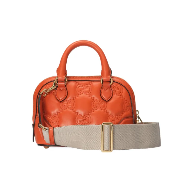 GUCCI GG Matelassé Leather Controller Boston Bag Shoulder Bags Handbags Small Size Women's Orange-2