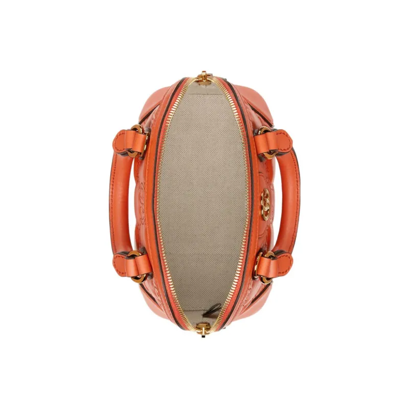 GUCCI GG Matelassé Leather Controller Boston Bag Shoulder Bags Handbags Small Size Women's Orange-6