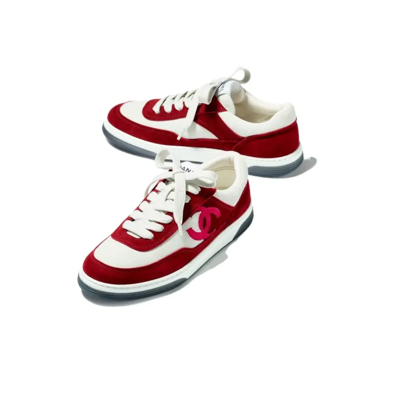 CHANEL 23P Low Top Stylish Skateboarding Shoes Women's Pink White-2