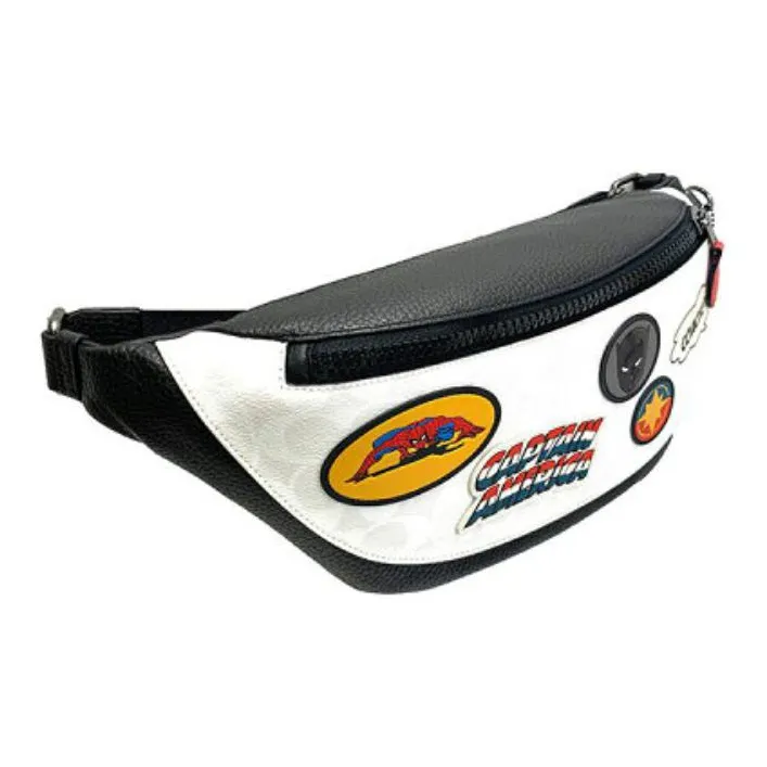 COACH Marvel Collaboration Leather Shoulder Bag, Crossbody Bag, Fanny Pack Tubas Men's White-2