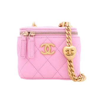 CHANEL 23P SS Grain Embossed Cow Leather Box Bag, Handheld Bag, Shoulder Bag, Crossbody Bag Trumpets Women's Pink