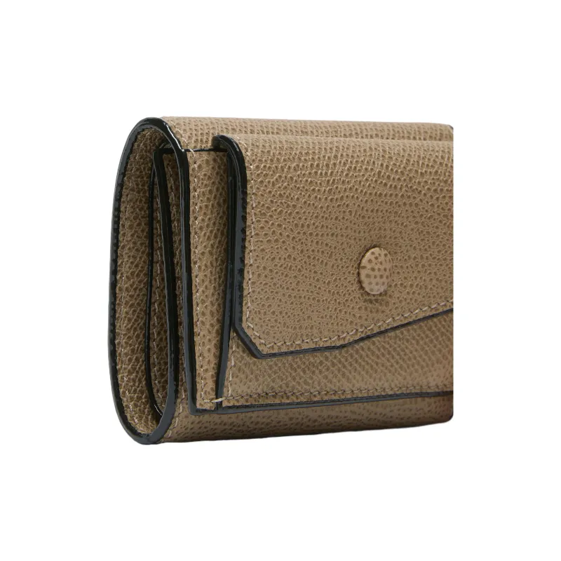 Valextra Calfskin Coin Purse Trumpets Women's Oyster Brown-3