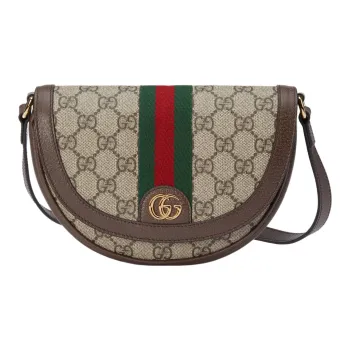 GUCCI Ophidia Canvas With Leather Shoulder Bag Crossbody Bag Mini Women's Brown