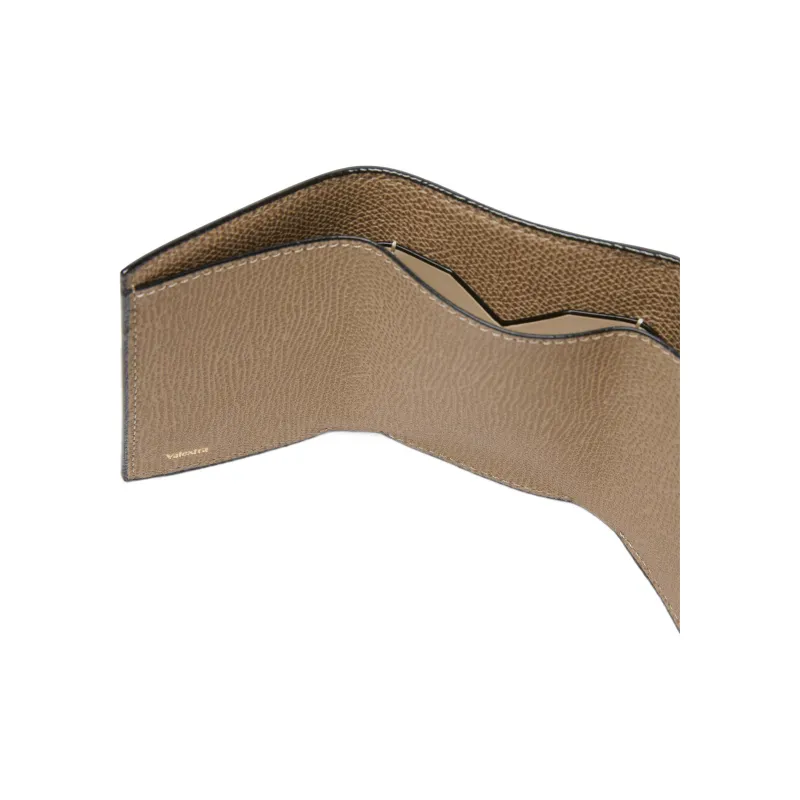 Valextra Calfskin Coin Purse Trumpets Women's Oyster Brown-2