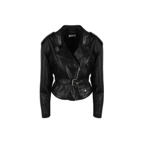 SAINT LAURENT Leather Jackets Women's Black