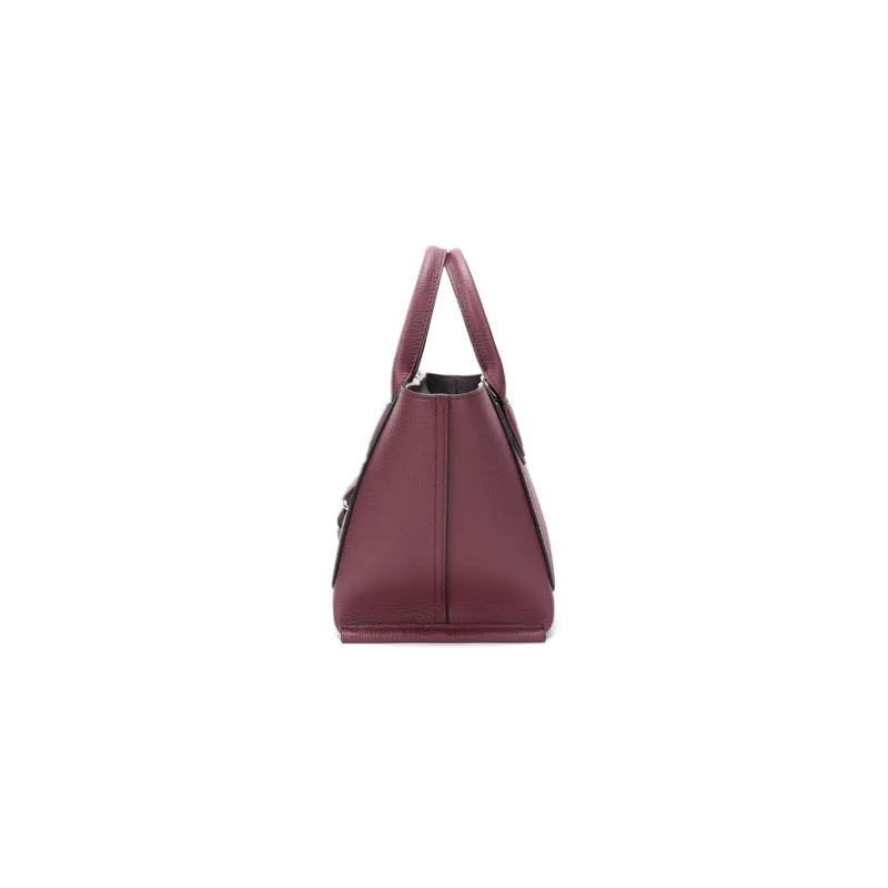 LONGCHAMP Mailbo Cow Leather Handbag Small Size Women's Fuchsia/Dark Red-2