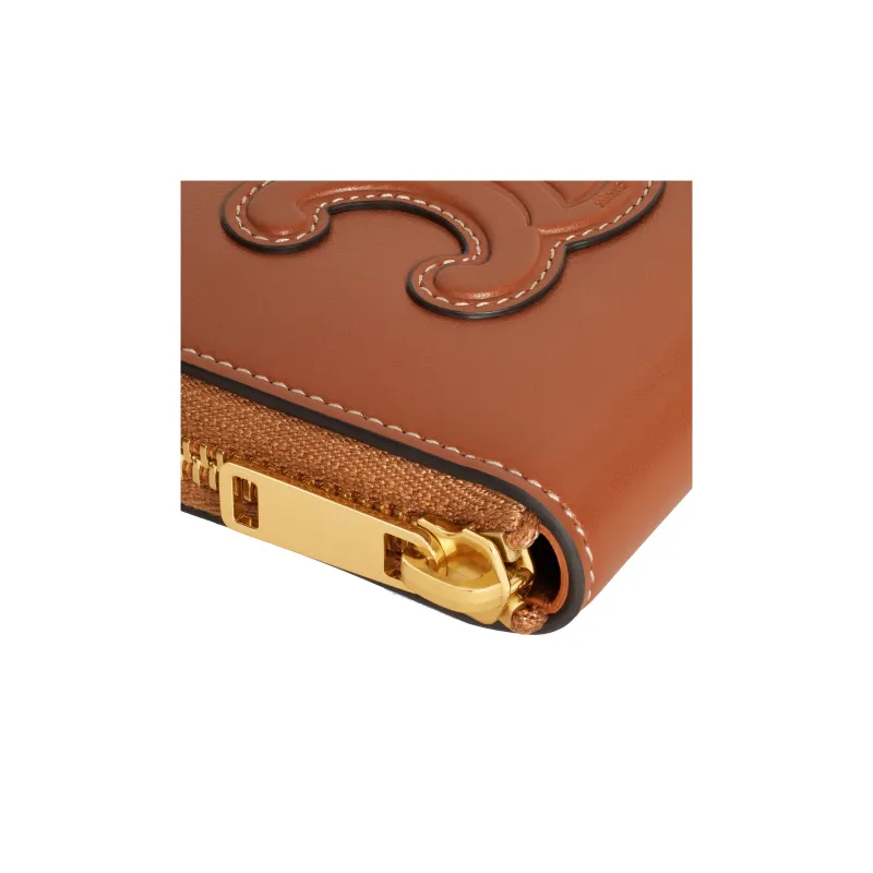 CELINE Smooth Calf Leather Wallet Women's Brown-4