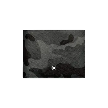 MONTBLANC Leather Card Holder, Wallet Men's Camouflage Gray