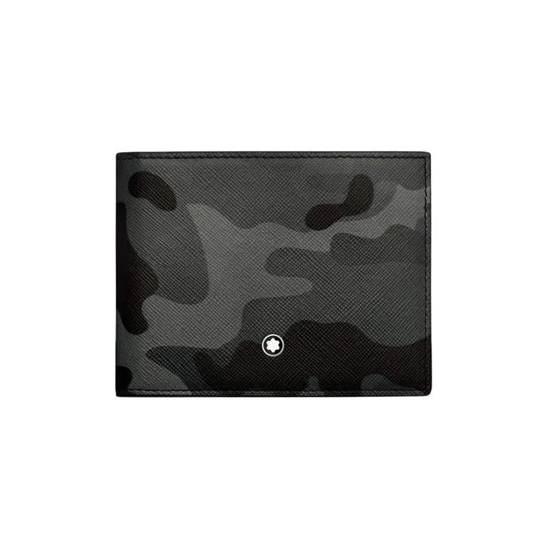 MONTBLANC Leather Card Holder, Wallet Men's Camouflage Gray-0