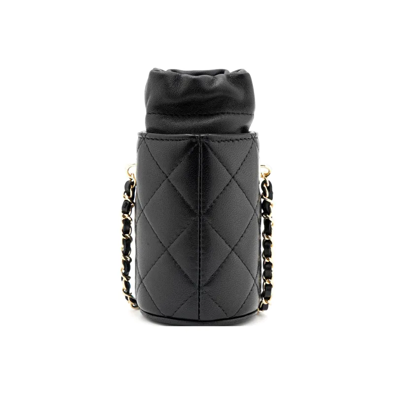 CHANEL Lambskin Bucket Bag Crossbody Bag Mini Women's Black-3