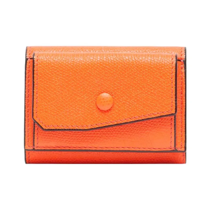 Valextra Calfskin Coin Purse Trumpets Women's Orange-0