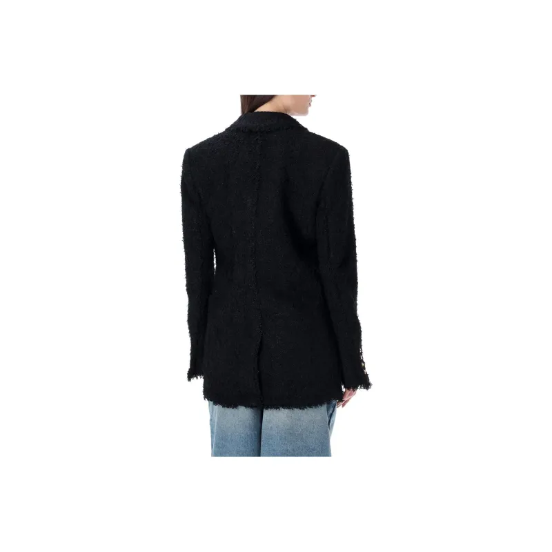 BALMAIN Oversized Double-breasted Tweed Blazer-1