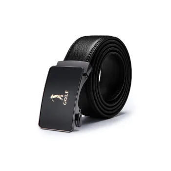 GOLF Cow Split Leather Automatic Buckle Belt Men's Black Width  3.5cm