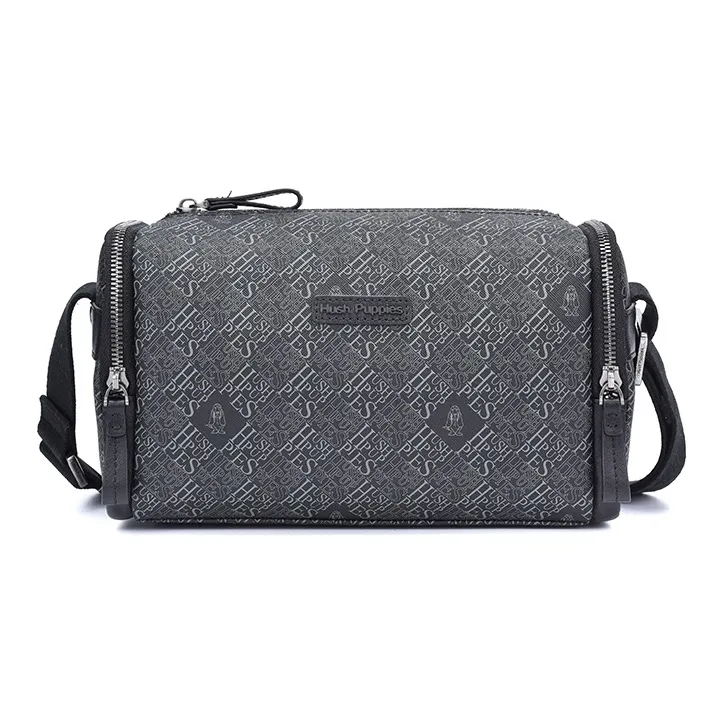 Hush Puppies Top Grain Cow Leather Camera Bag, Crossbody Bag, Shoulder Bag Medium Size Men's Gray-0