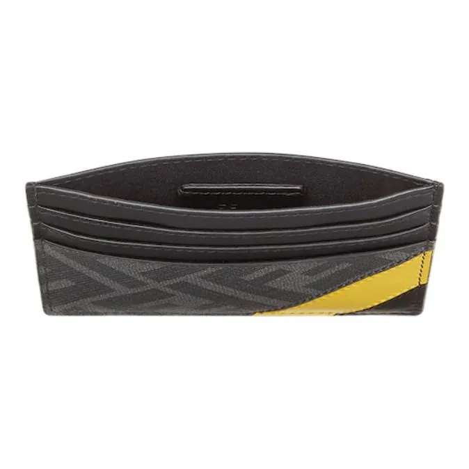 FENDI Coated Canvas With Leather Card Holder Card Holder Men's Black Gray-2