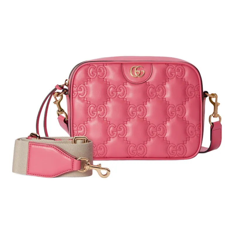 GUCCI GG Matelassé Leather Shoulder Bag, Handbag, Crossbody Bag Trumpets Women's Pink-3