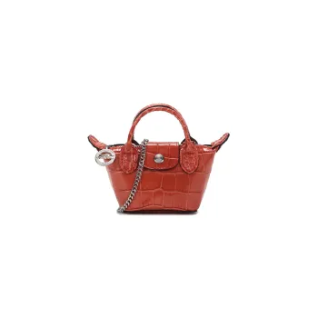 LONGCHAMP Le Pliage Cuir Cow Leather Coin Purse Dumpling Bag Handbag, Crossbody Bag Mini Women's Umber