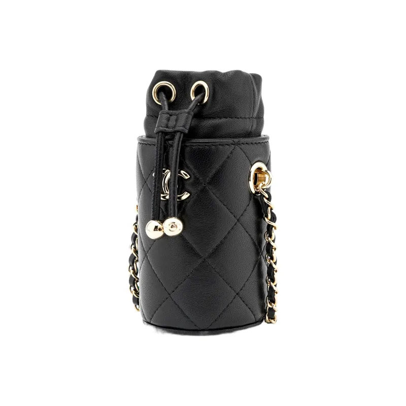 CHANEL Lambskin Bucket Bag Crossbody Bag Mini Women's Black-2