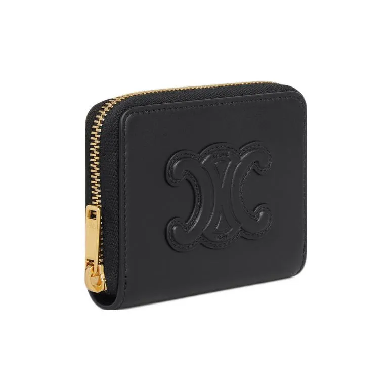 CELINE Smooth Calf Leather Wallet Women's Black-1