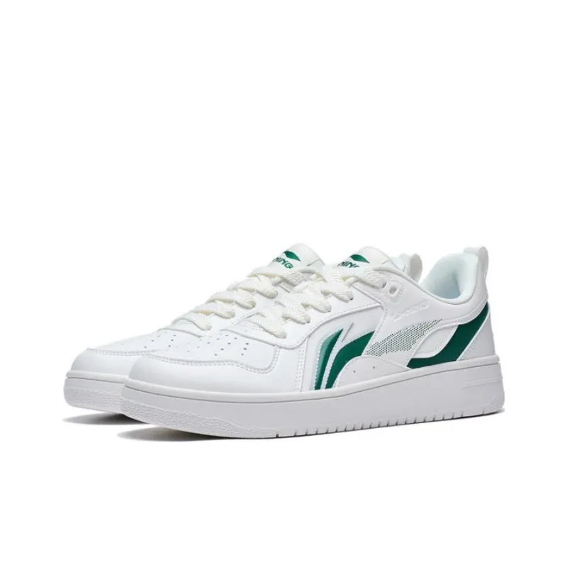 LiNing Shiyi Anti Slip Wear Resistant Low Top Skateboard Shoes Men's White Green-2