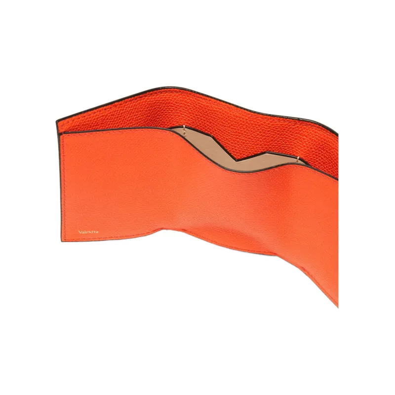 Valextra Calfskin Coin Purse Trumpets Women's Orange-3