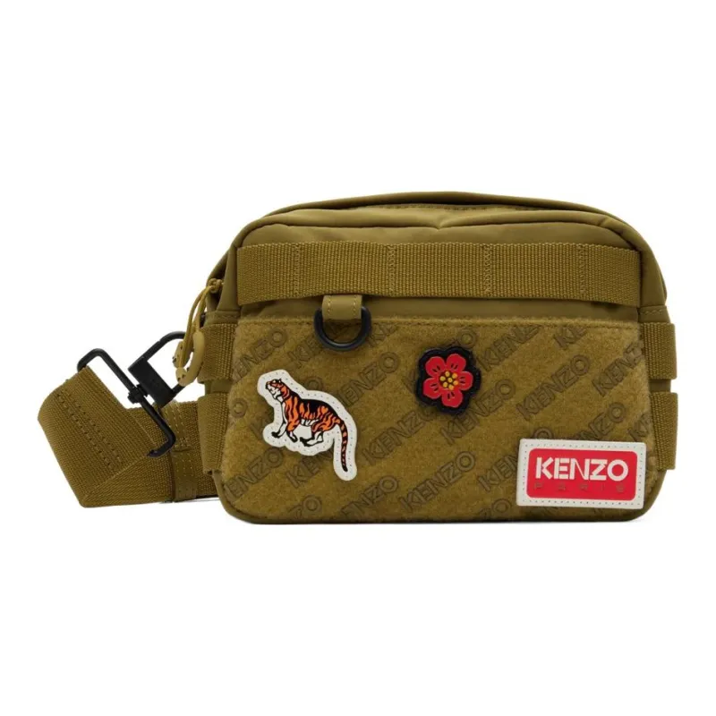 KENZO Nylon Messenger Bag, Shoulder Bag, Crossbody Bag Men's Khaki-0