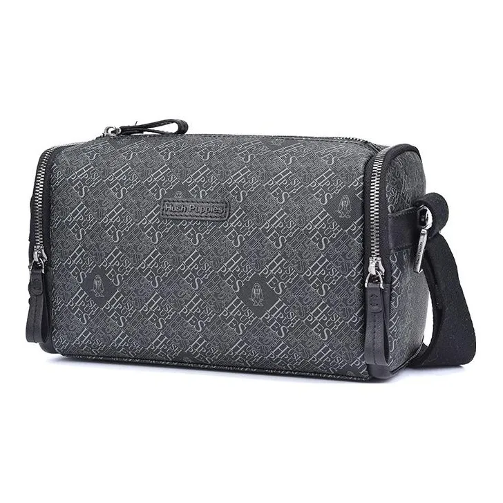 Hush Puppies Top Grain Cow Leather Camera Bag, Crossbody Bag, Shoulder Bag Medium Size Men's Gray-1