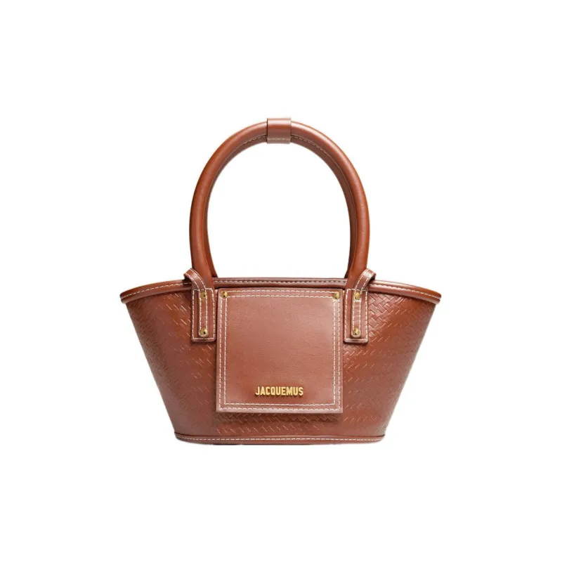 Jacquemus Le Petit Panier Soli Cow Leather Basket Bag Handbag Shoulder Bag Crossbody Bag Mini Women's Brown-0