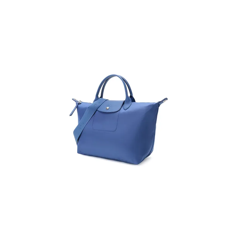 LONGCHAMP Le Pliage Canvas With Leather Dumpling Bag Handbag Shoulder Bag Crossbody Bag Medium Size Women's Blue-1