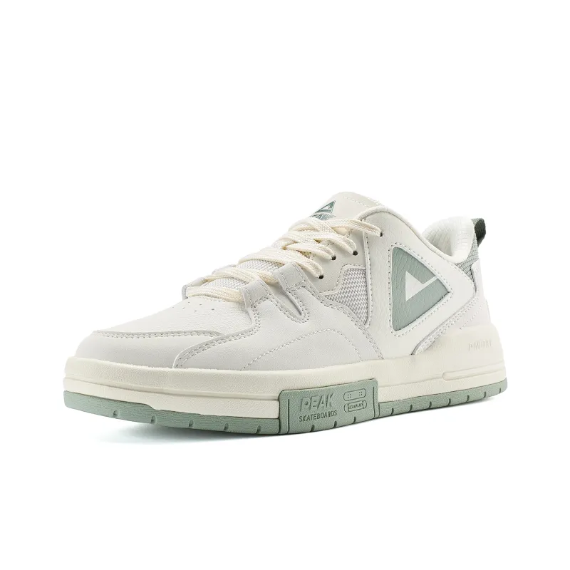 PEAK Taichi Triangle Abrasion Resistant Breathable Low Top Skateboard Shoes Women's White Green-2