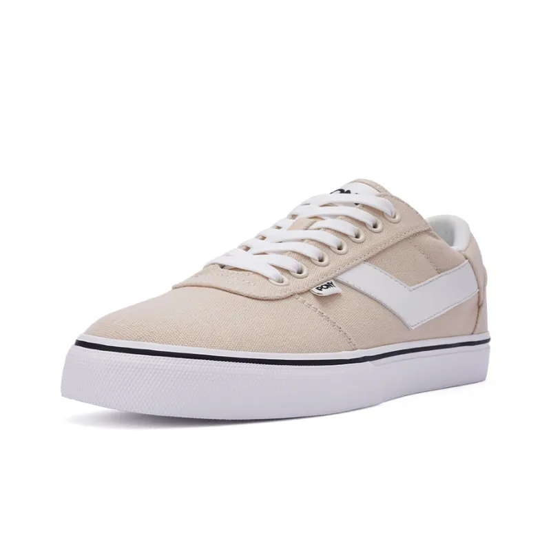 PONY Skate Anti Slip Wear Resistant Low Top Skateboard Shoes Unisex Beige-1