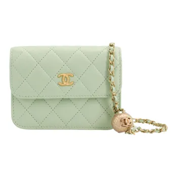 CHANEL Sheepskin Coin Purse Fanny Pack Shoulder Bag Crossbody Bag Regular Women's Fruit Green
