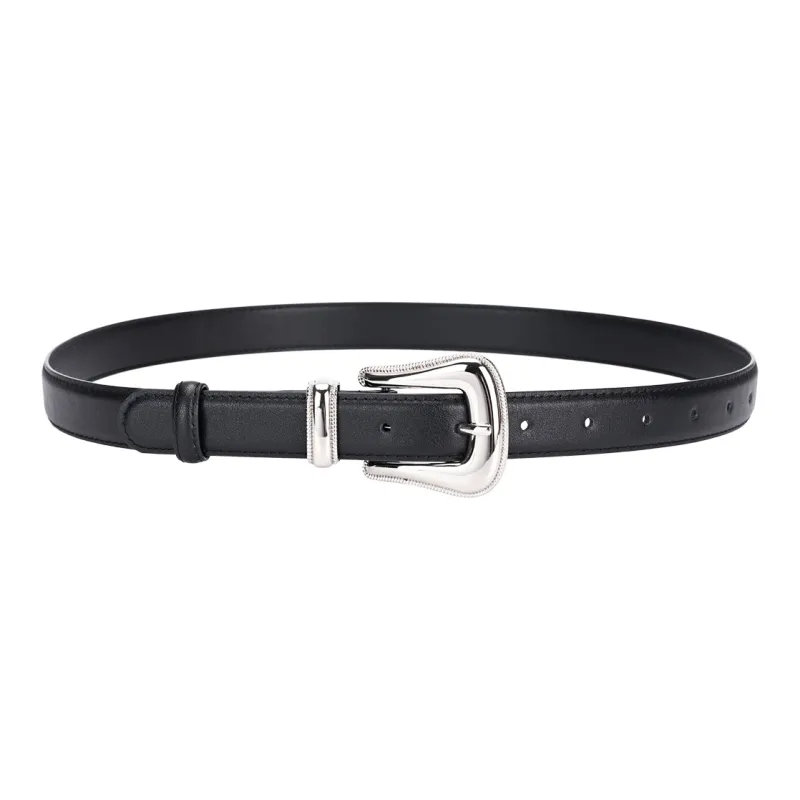 NINE NAIL 9 Section Vintage Trendy Versatile Pin Buckle Cow Leather Genuine Leather Women's Belt Women's Width  2.5cm-2